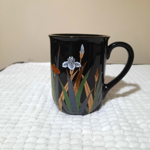 Otagiri - Vintage Iris Mug/Cup Pair - Black and Gold Trim - Picture 2 of 7